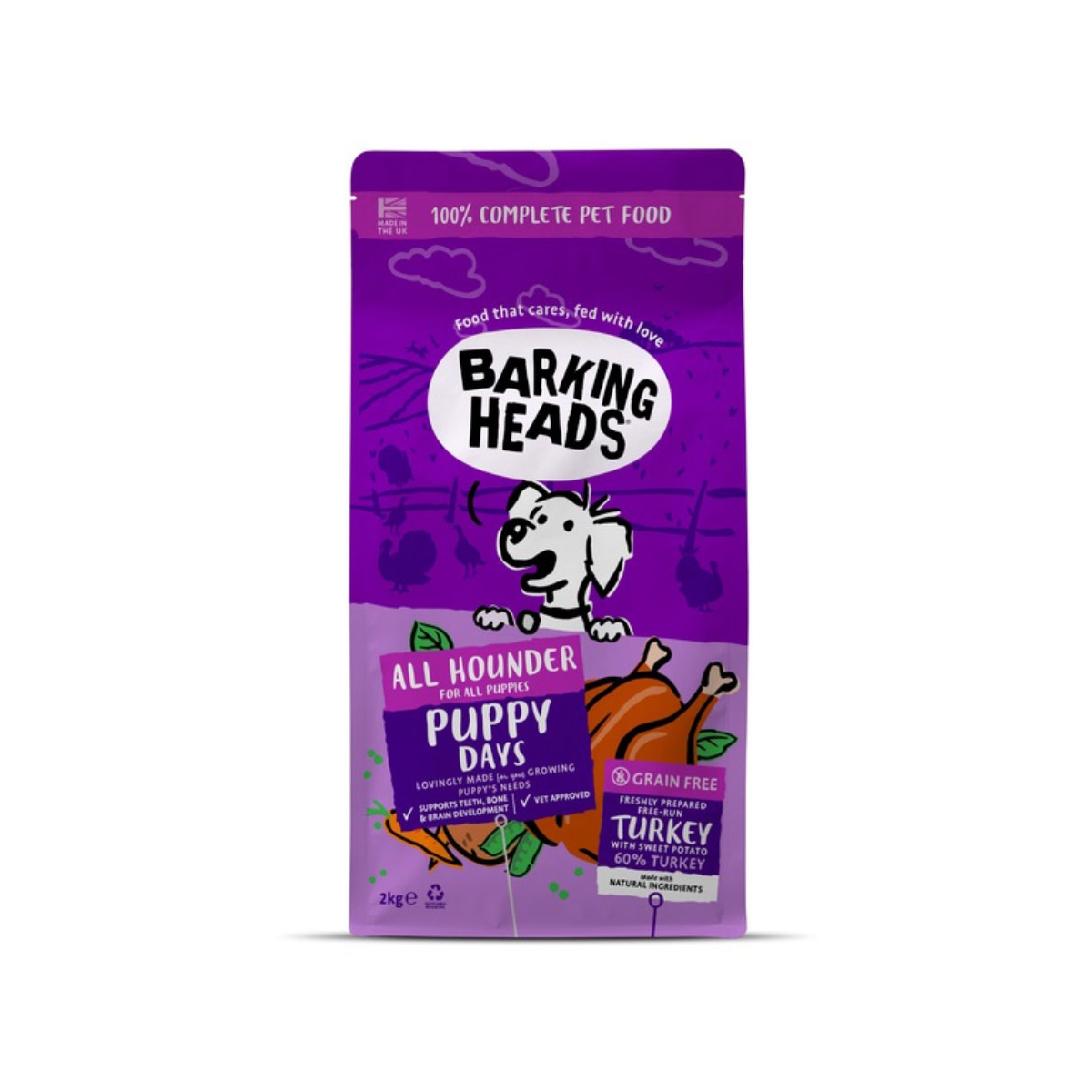 Barking Heads Puppy Days sausas maistas šuniukams su kalakutiena, 2 kg -  1