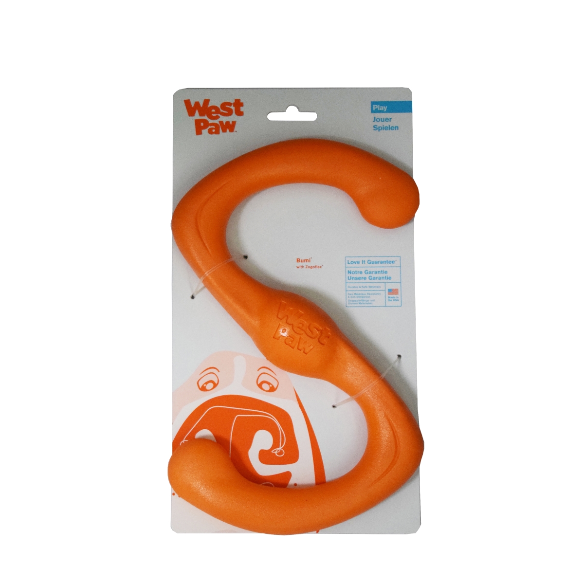 West Paw Bumi guminis žaislas 25,4 cm, oranžinis -  1