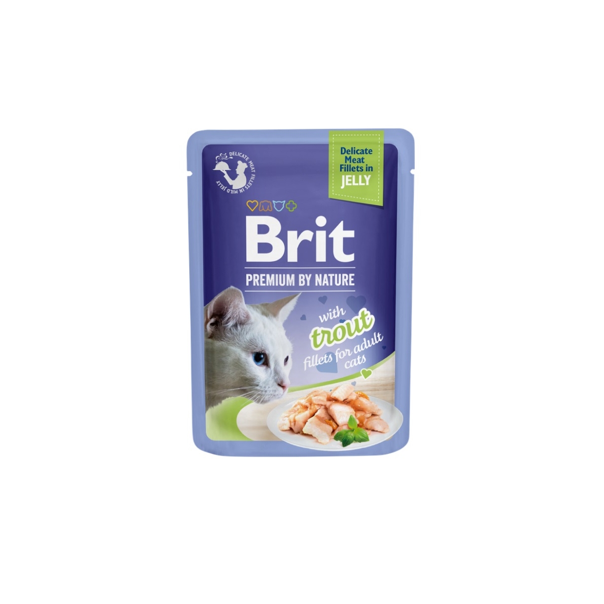 Brit Premium delicate konservai katėms su upėtakiu žele 85g  - 