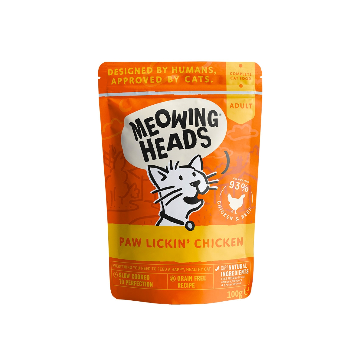 Meowing Heads Paw Lickin' Chicken konservai katėms su vištiena, 100g -  1