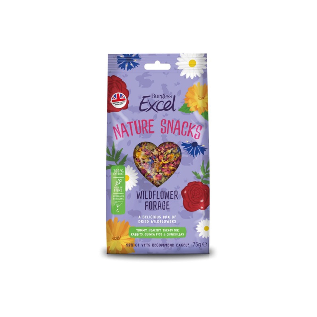 Burgess Excel Wildflower laukinių gėlių pašaras graužikams, 75g - 