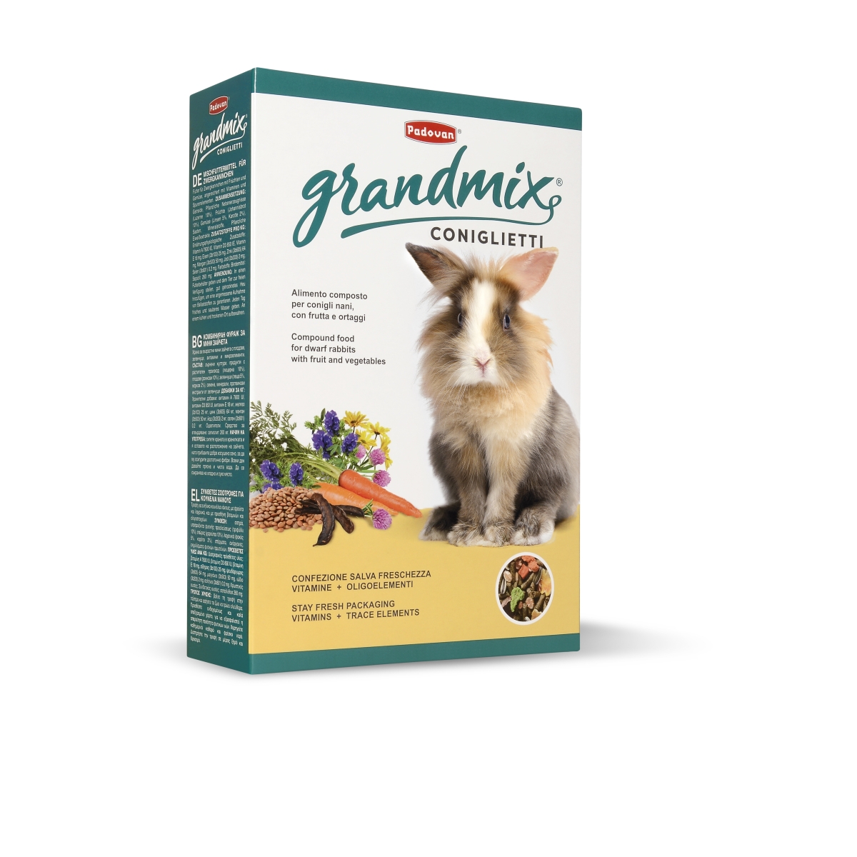 Padovan GrandMix Conigilietti visavertis maistas triušiams, 850 g