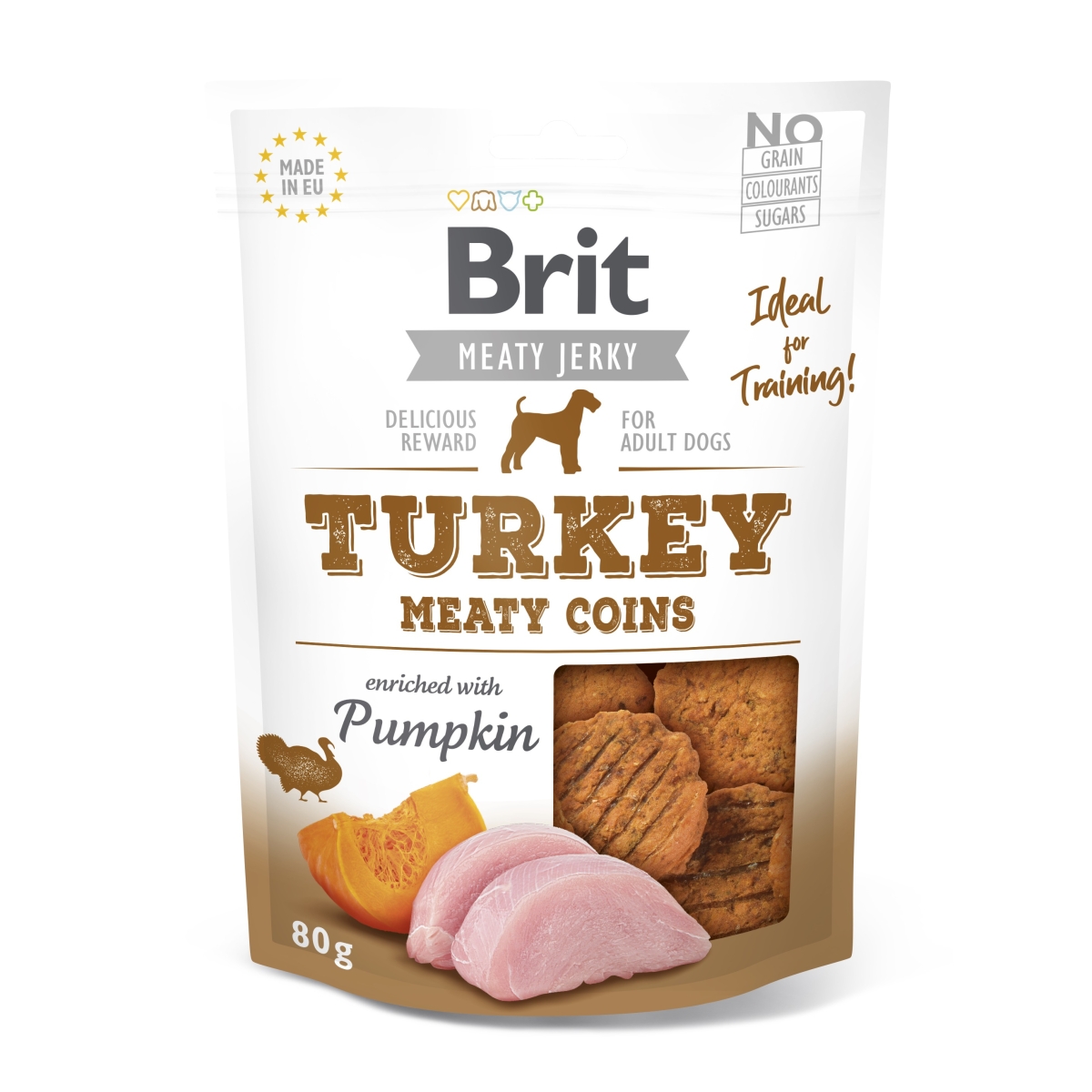 Brit Jerky Turkey Meaty Coins skanėstas šunims, 80 g -  1