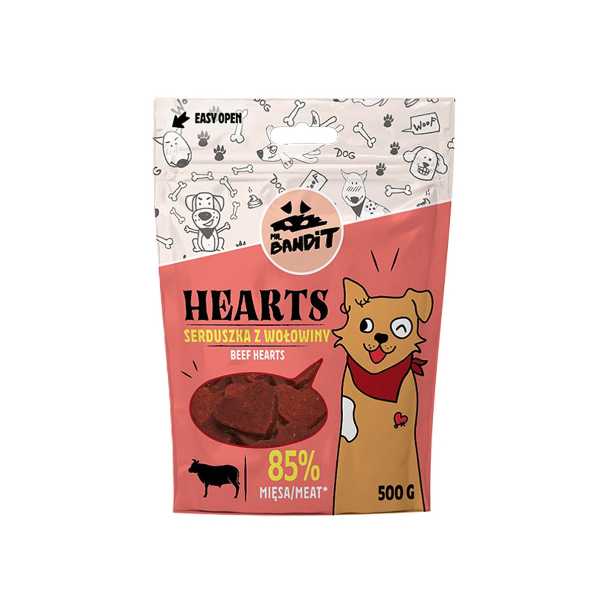 Mr. Bandit Hearts skanėstas šunims su jautiena, 500 g - 