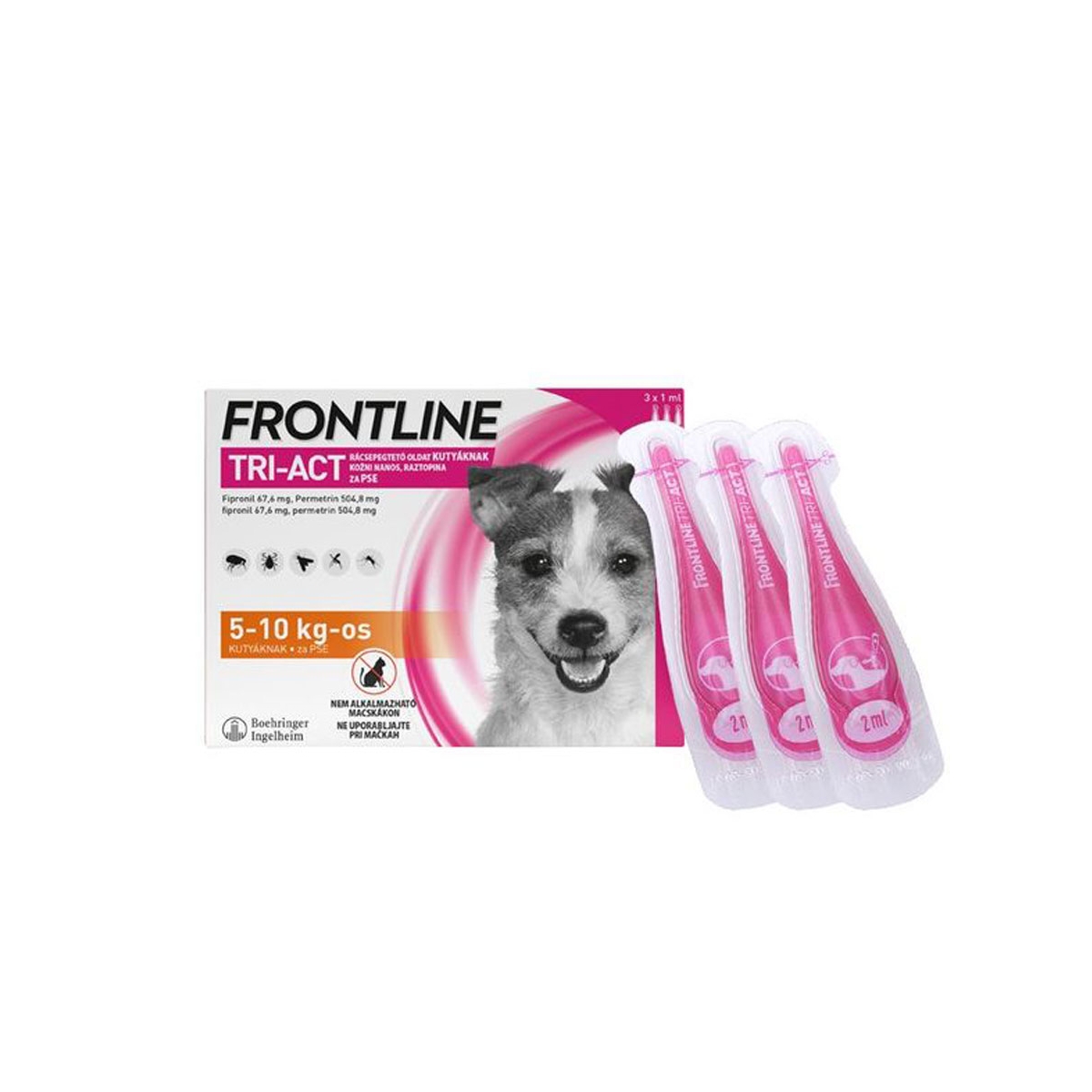 Frontline Tri-Act lašai nuo blusų ir erkių šunims, 5-10 kg, 1 pipetė