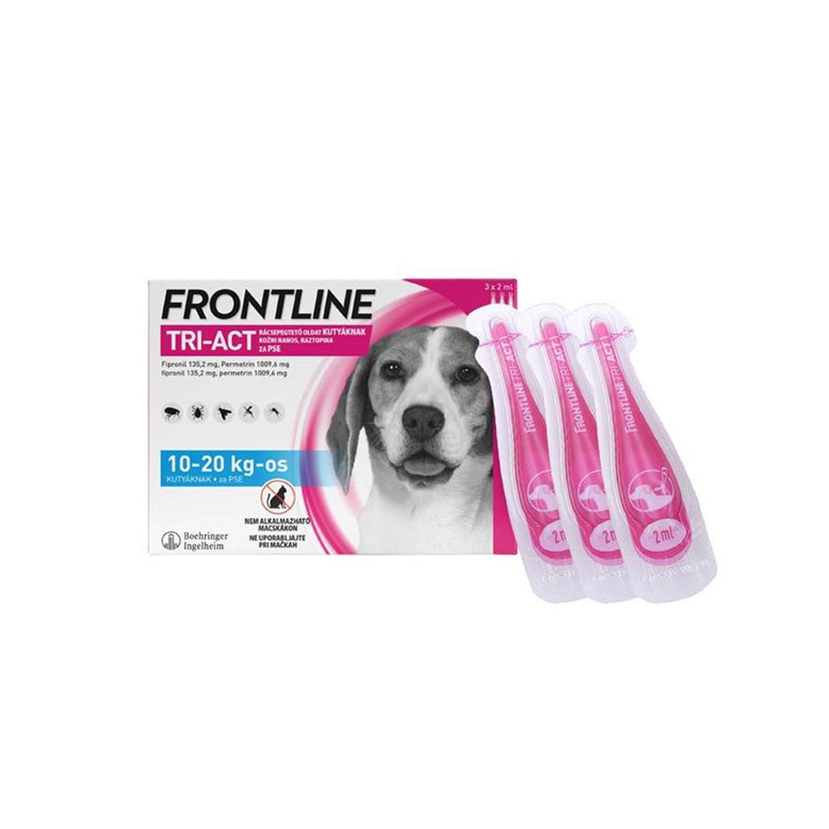 Frontline Tri-Act lašai nuo blusų ir erkių šunims, 10-20 kg, 1 pipetė