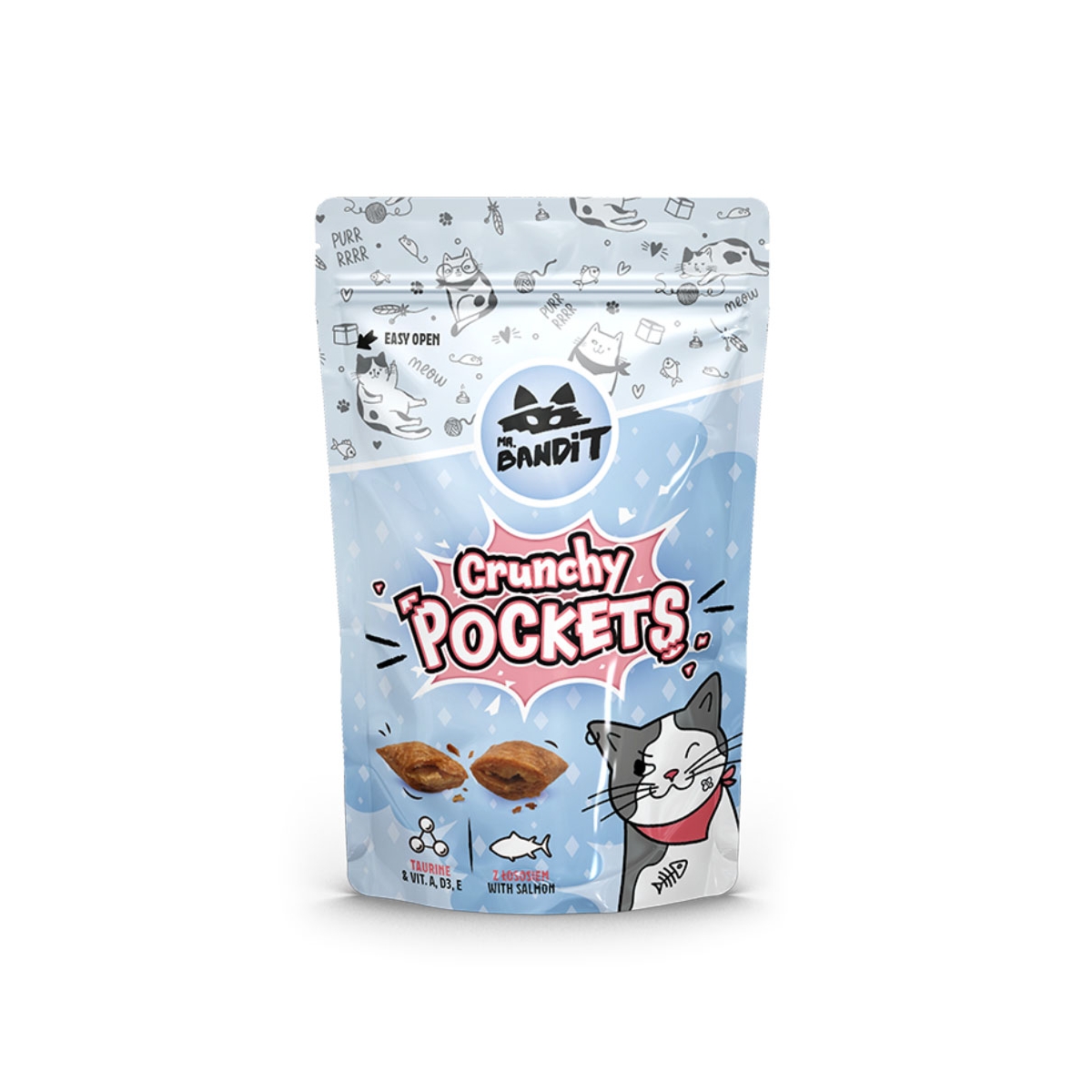 Mr.Bandit Crunchy Pockets skanėstai katėms su lašiša, 40g - 