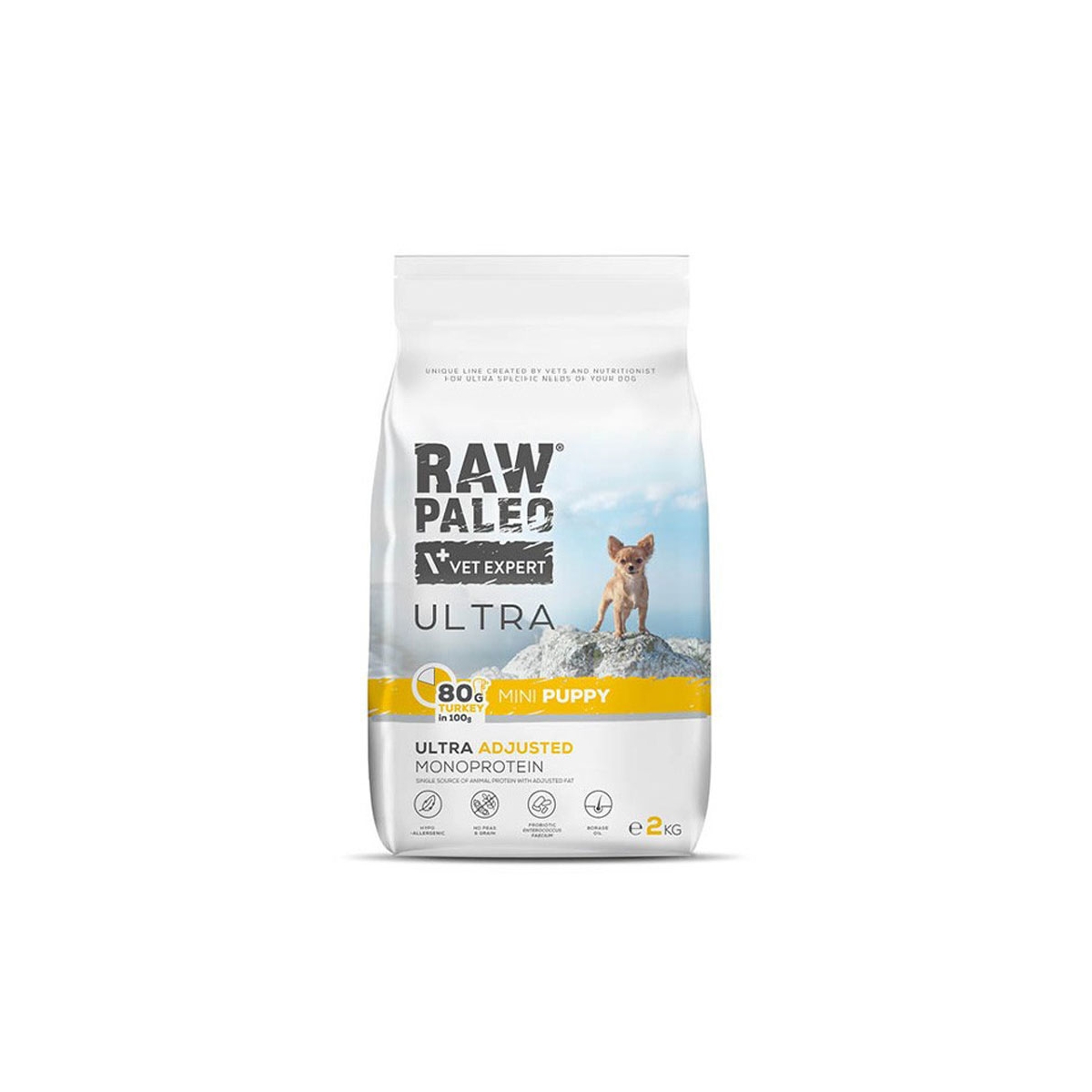 Raw Paleo Ultra Puppy Mini sausas maistas šuniukams su kalakutiena,2kg -  1