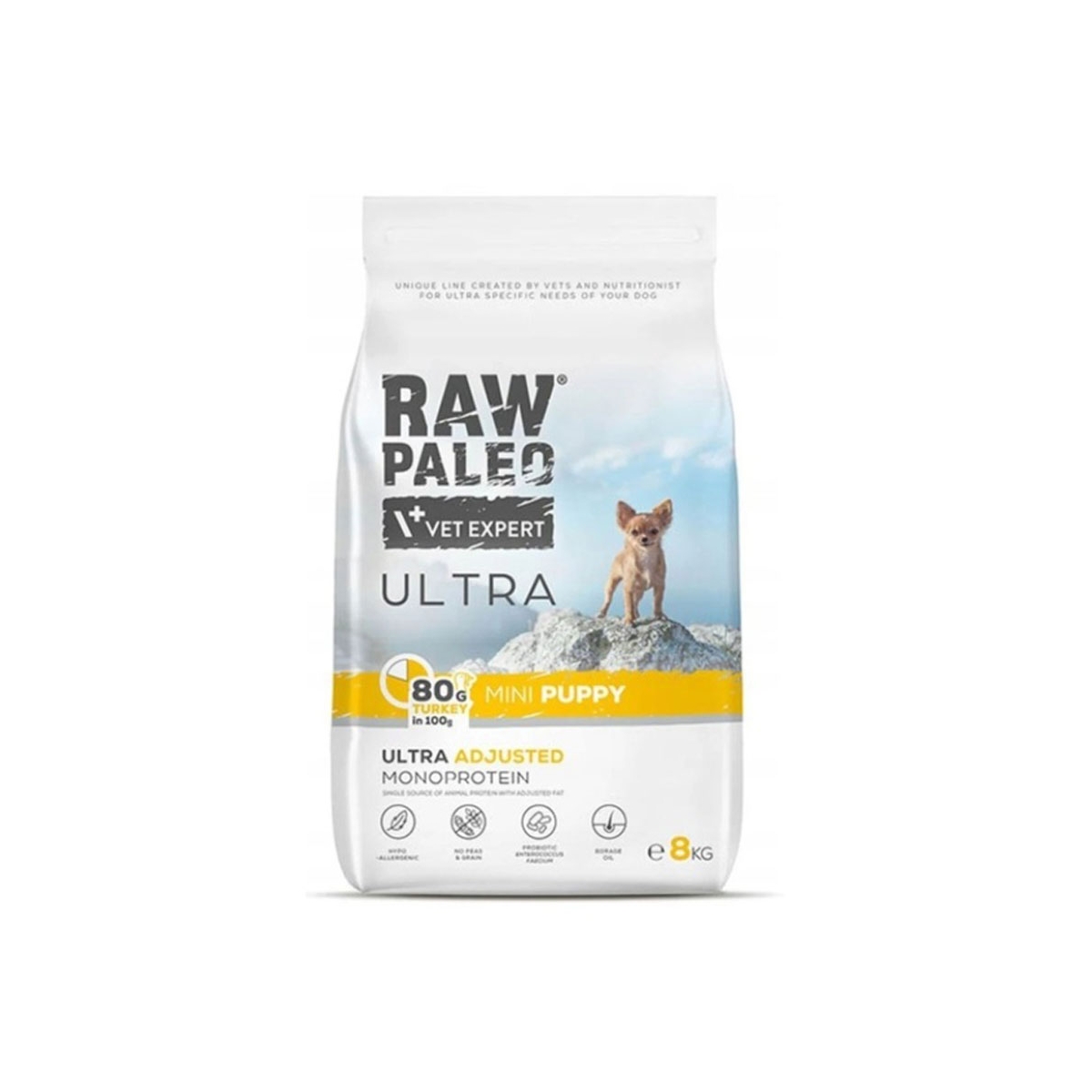 Raw Paleo Ultra puppy mini maistas šuniukams su kalakutiena, 8 kg -  1