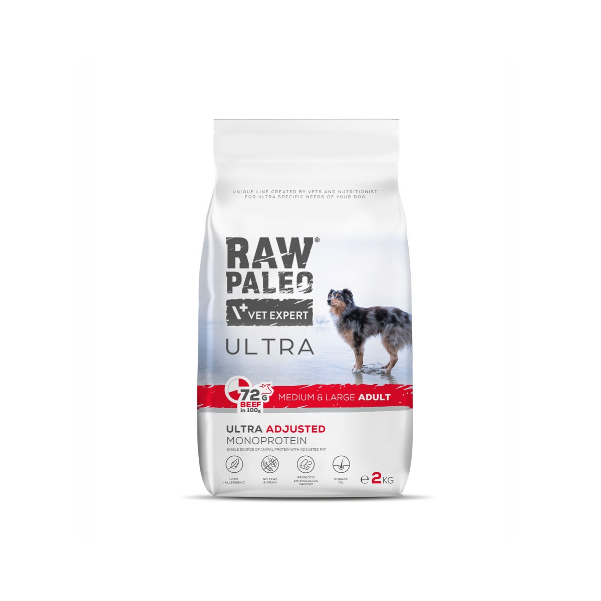 Raw Paleo Ultra adult medium&large maistas šunims su jautiena, 2kg - 