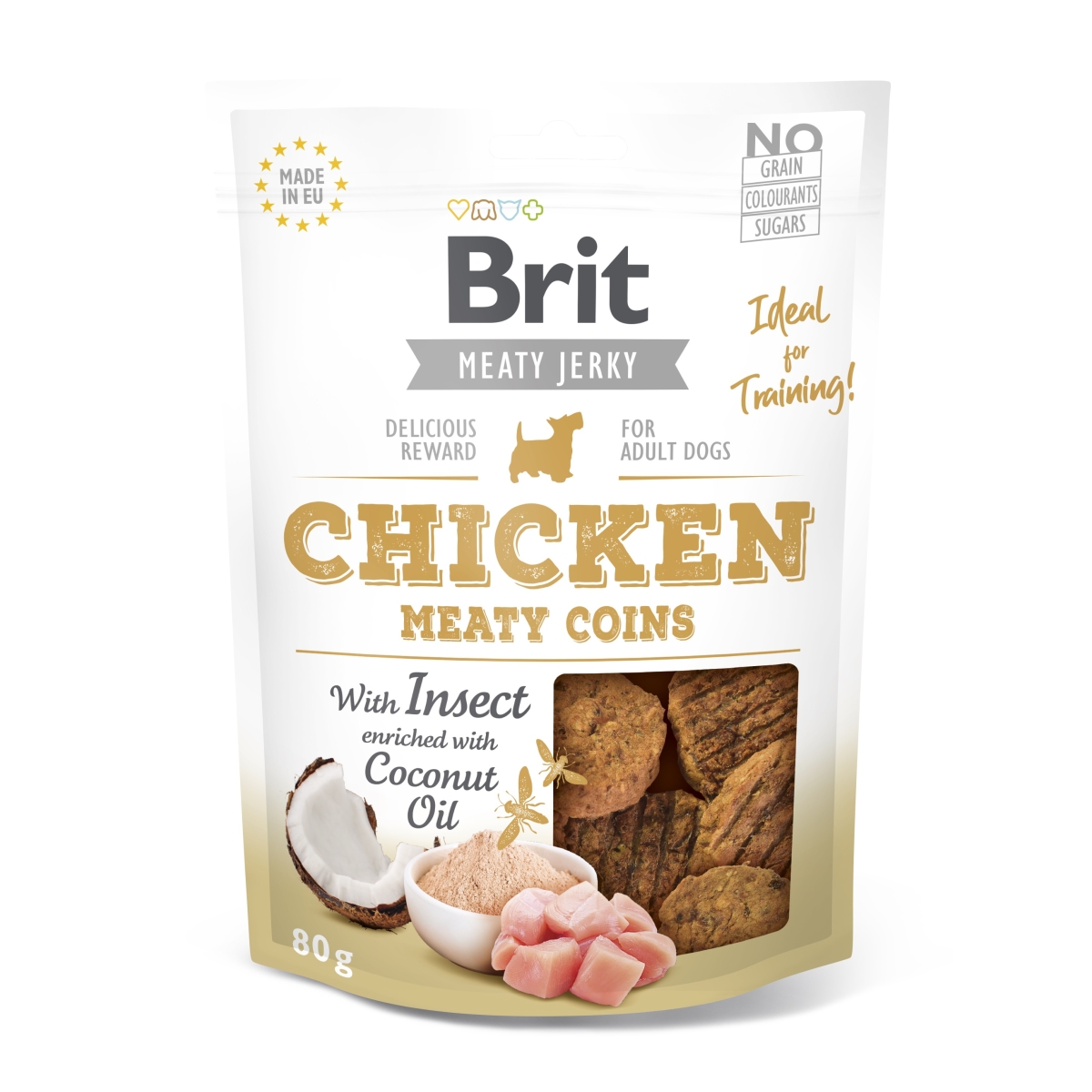 Brit Jerky Chicken Meaty Coins skanėstas šunims, 80 g -  1