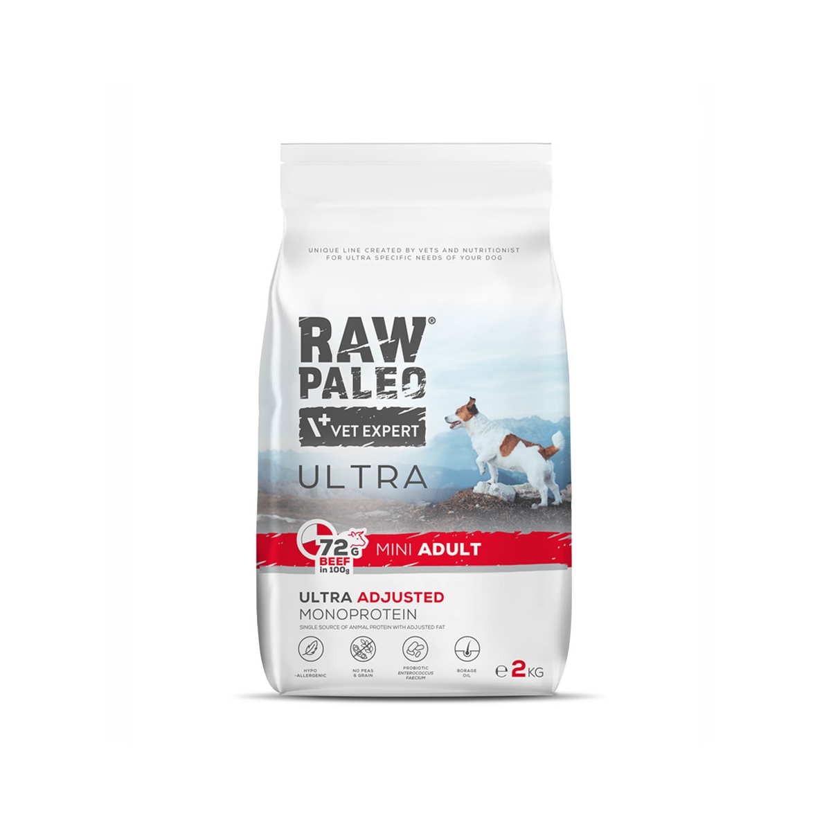 Raw Paleo Ultra adult mini maistas šunims su jautiena, 2kg -  1