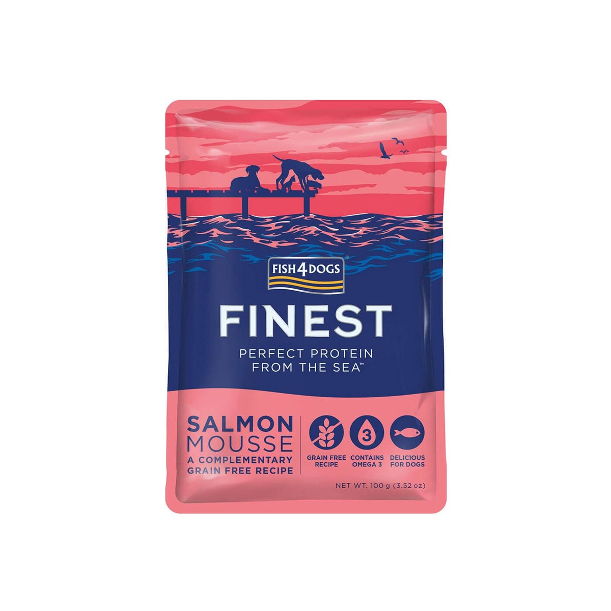 Fish4Dogs Finest Salmon Mousse paštetas šunims su lašiša, 100 g -  1