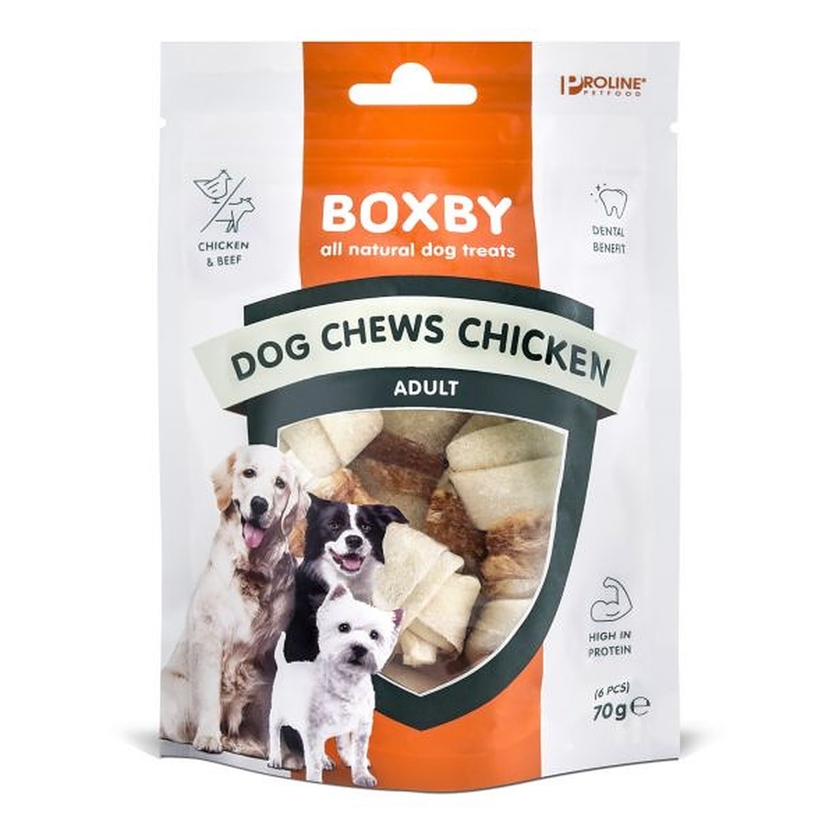 Boxby Chews skanėstai šunims su vištiena, 70 g - 