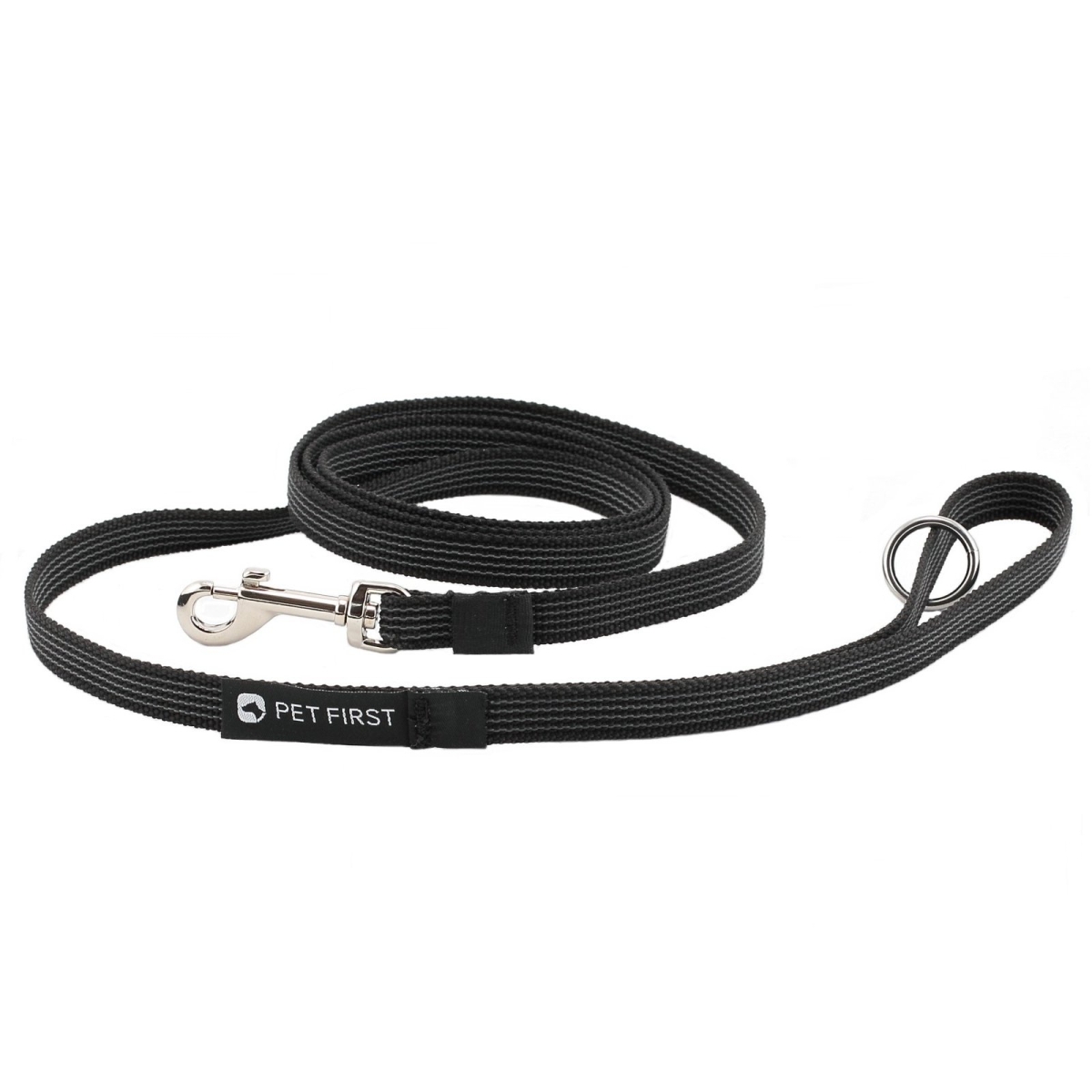 PetFirst Webbing Grip gumuotas pavadėlis, juodas - 