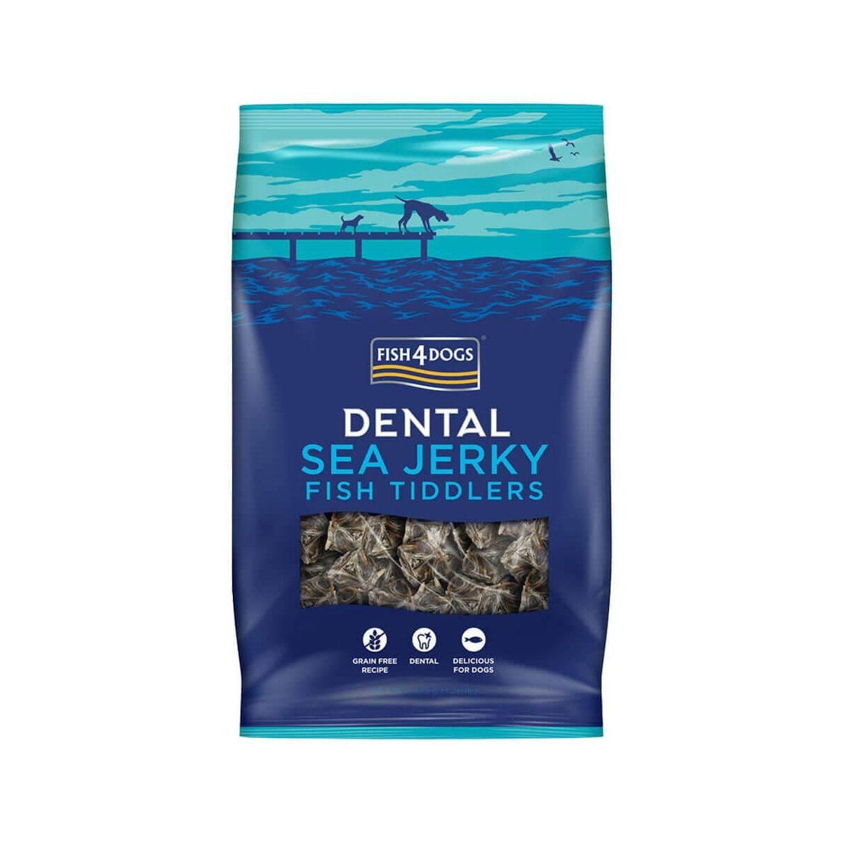 Fish4Dogs sea jerky tiddlers skanėstas šunims 100% žuvies oda 100g