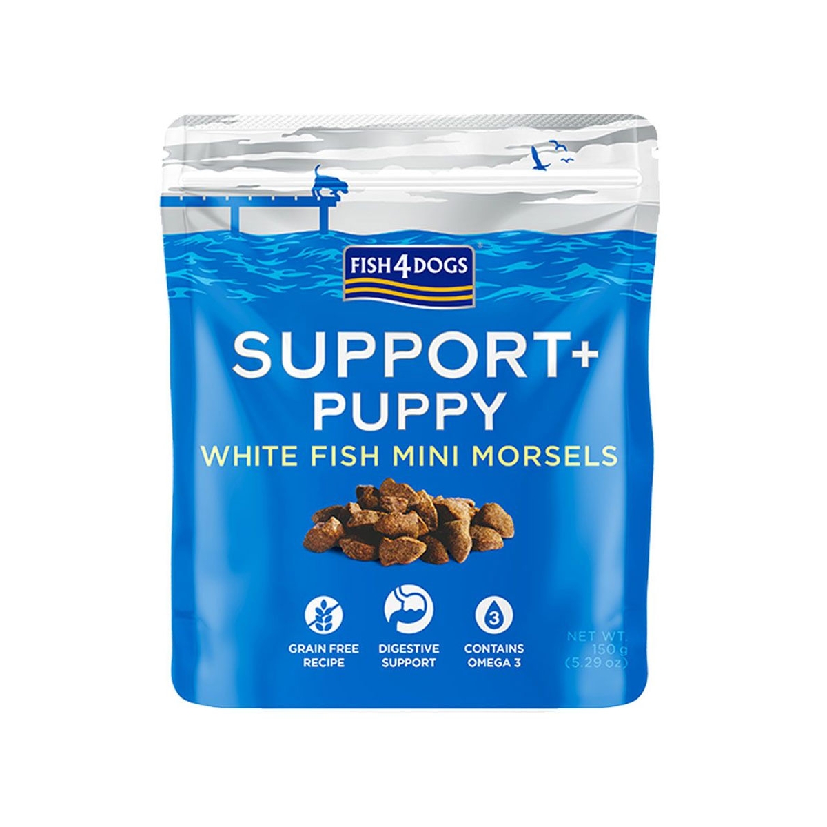 Fish4Dogs Support+ Puppy skanėstai šuniukams su baltąja žuvimi, 150 g -  1