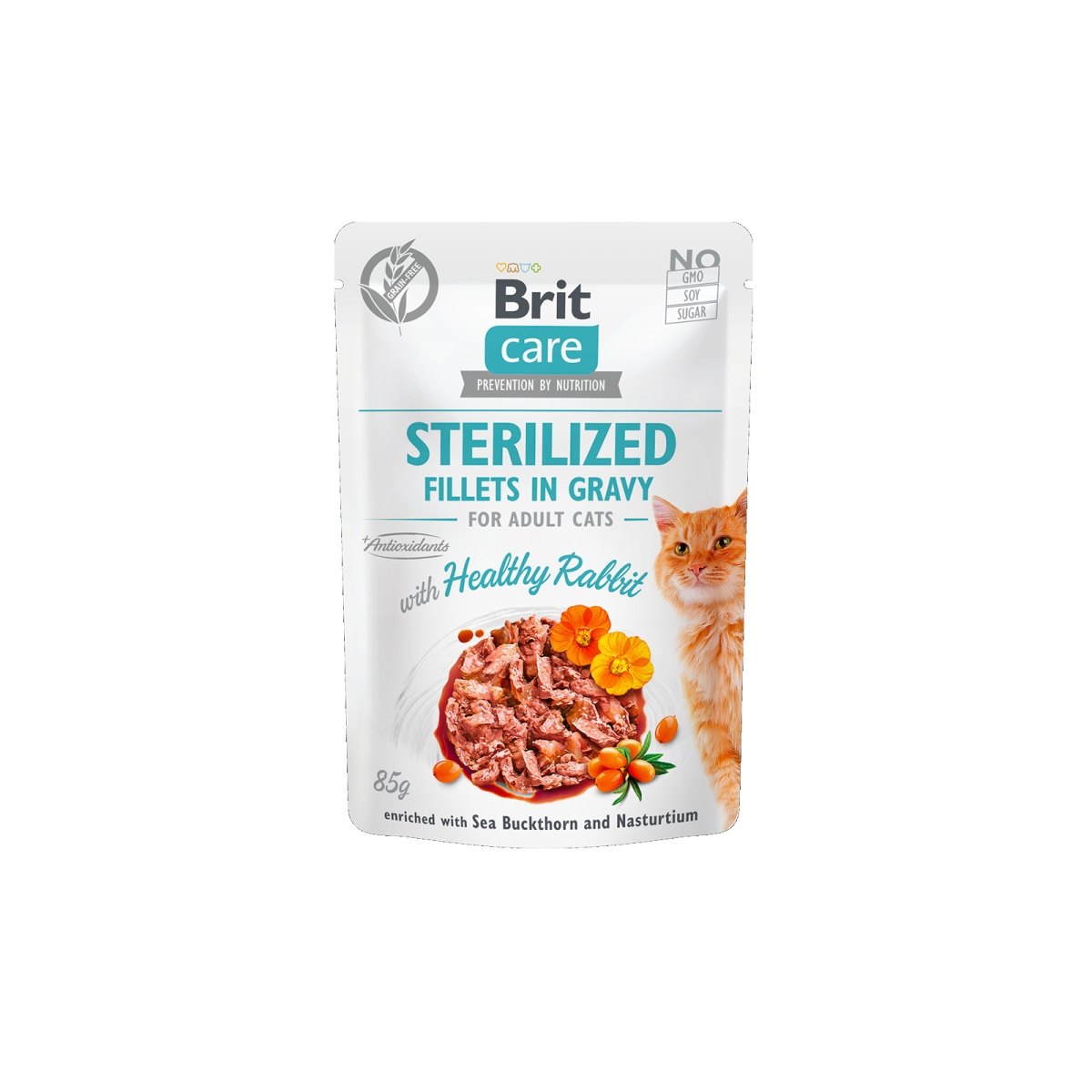 Brit Care Cat Sterilized Fillets in Gravy Healthy Rabbit konservai su - 