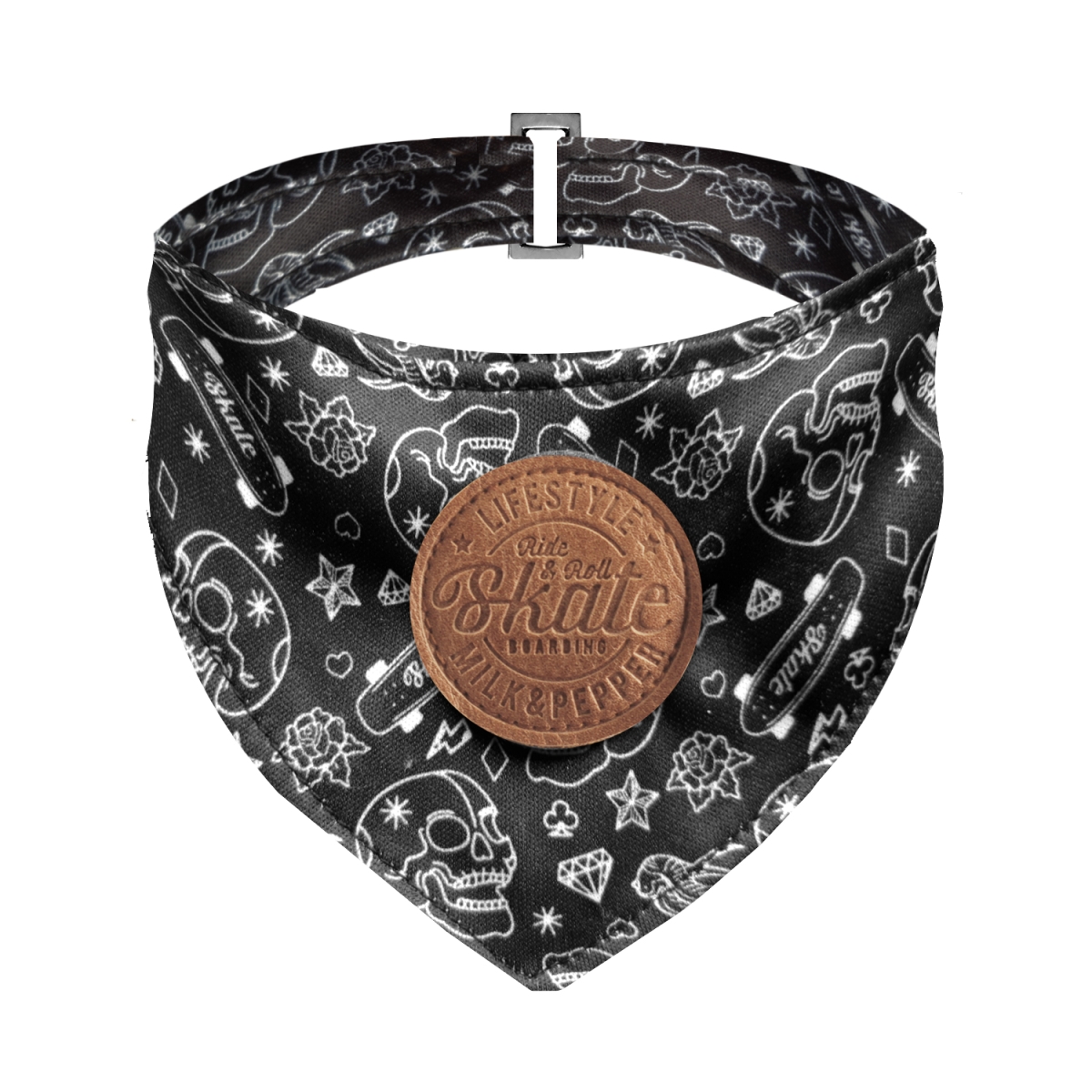 Milk&Pepper Boogie šuns bandana, 23-28 cm, juoda -  1