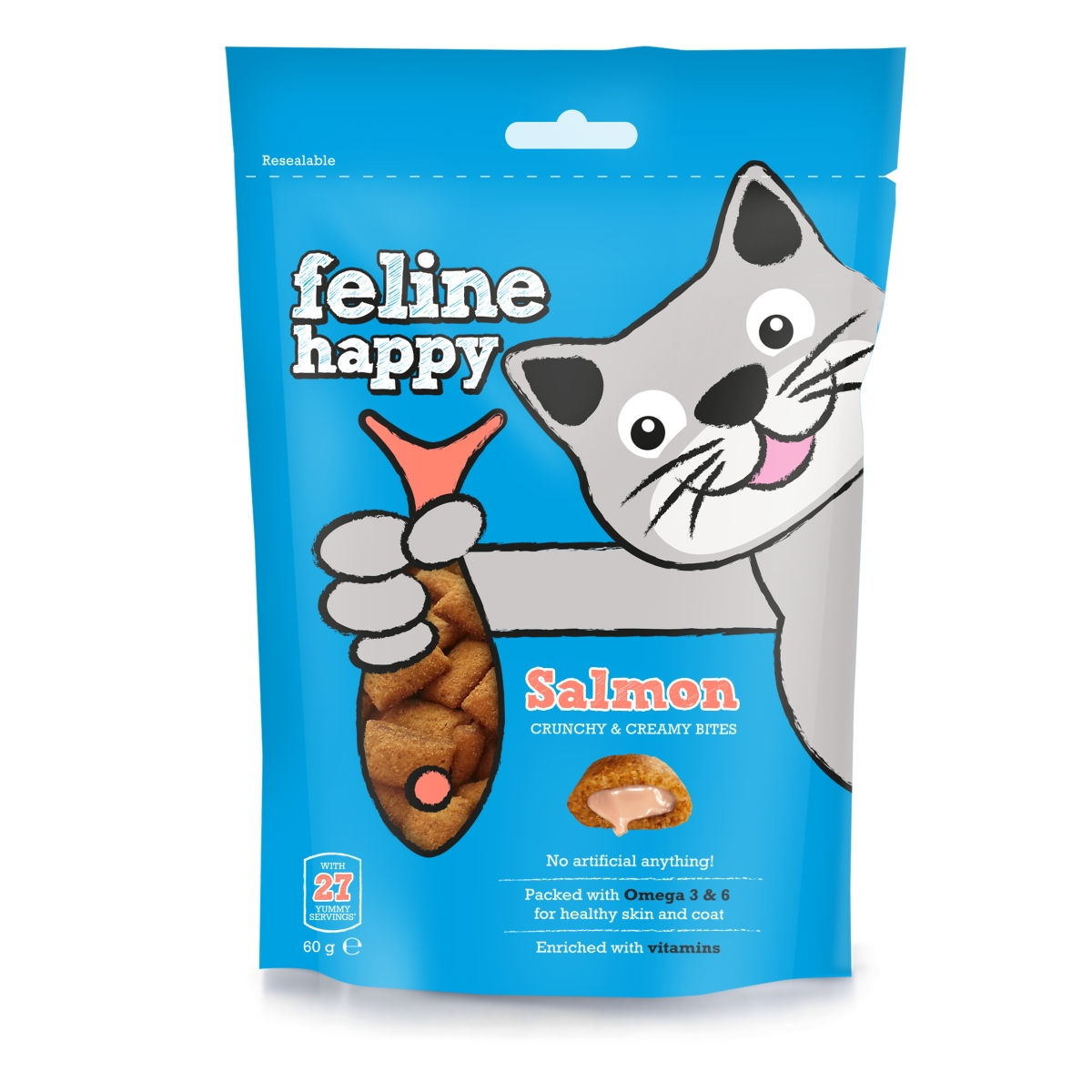 VETIQ Feline skanėstai katėms su lašiš, 60g - 