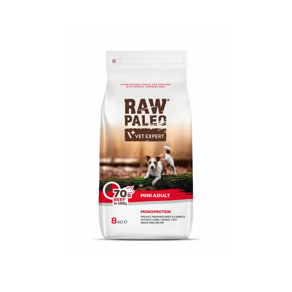 Raw Paleo Adult Mini sausas maistas šunims su jautiena, 8kg - 