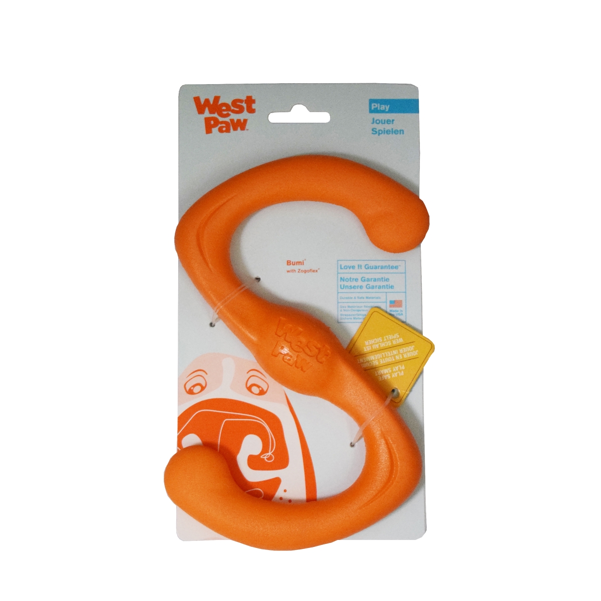 West Paw Bumi guminis žaislas 20,25 cm, oranžinis - 