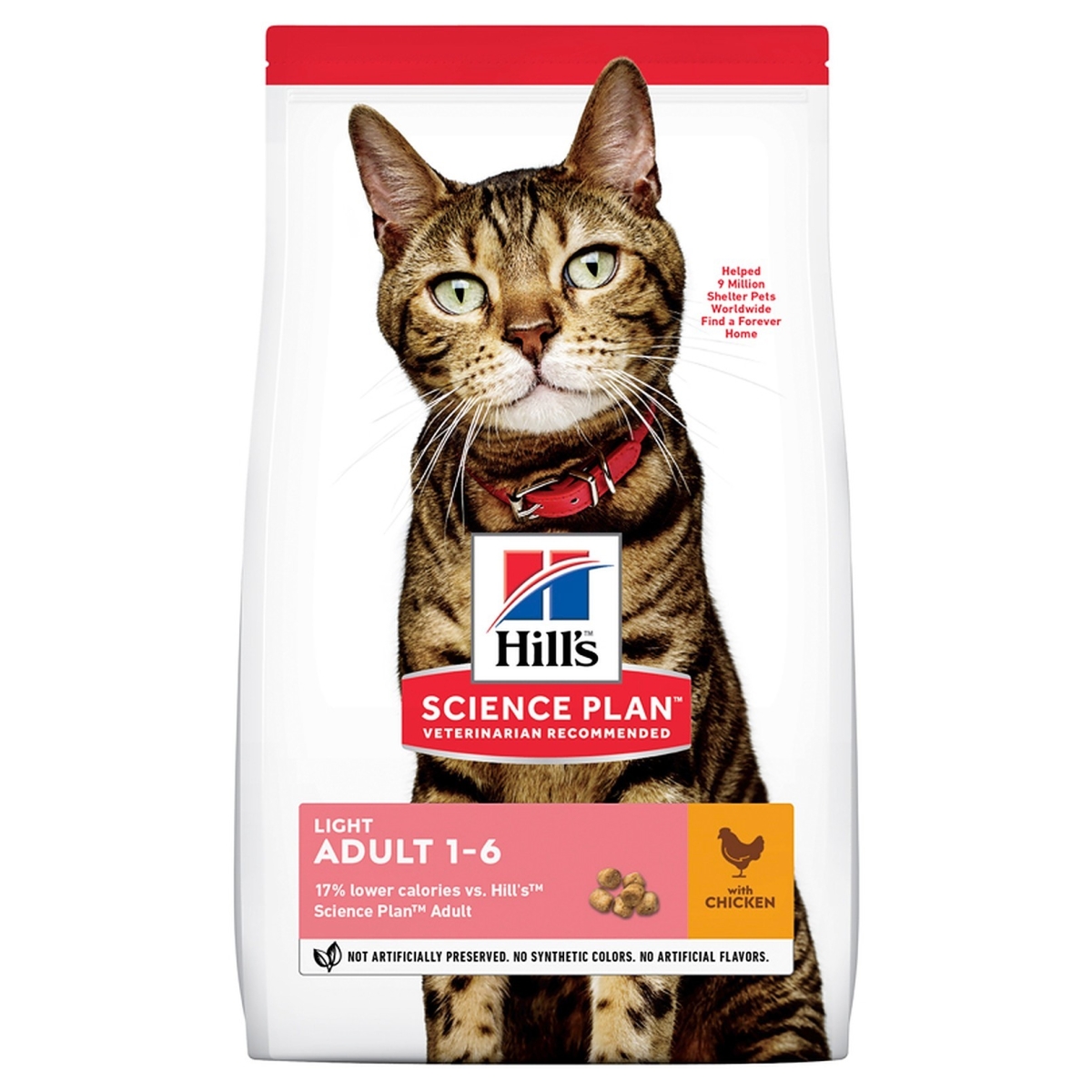 Hill's Feline Adult Light maistas katėms su vištiena 1,5kg - 