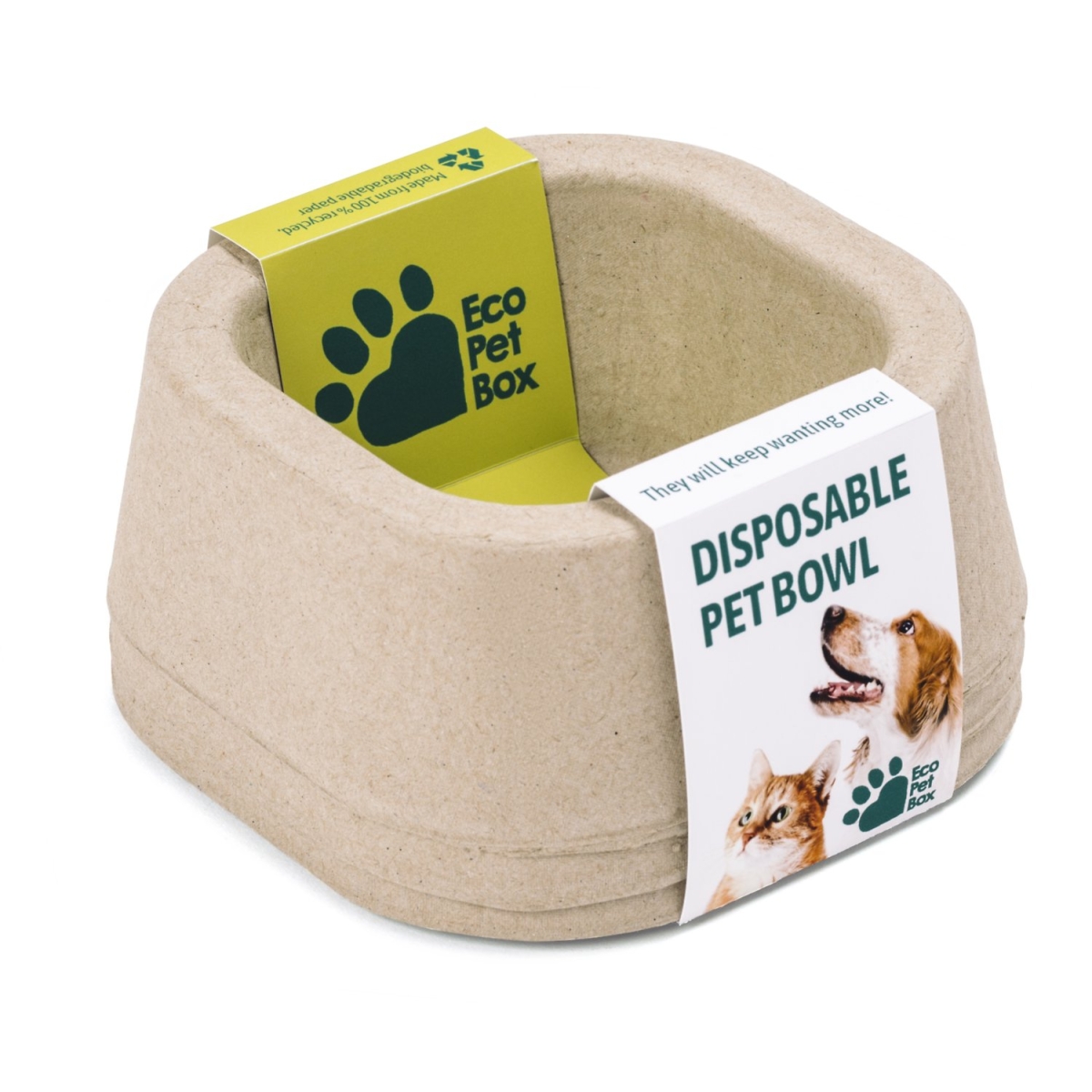 Eco Pet Box biologiškai suyrantys dubenėliai, 155x155x60mm, 3 vnt. -  1