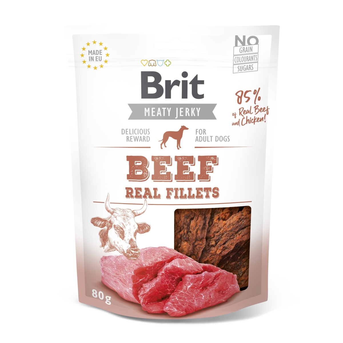 Brit Jerky Beef protein bar skanėstas 80 g - 