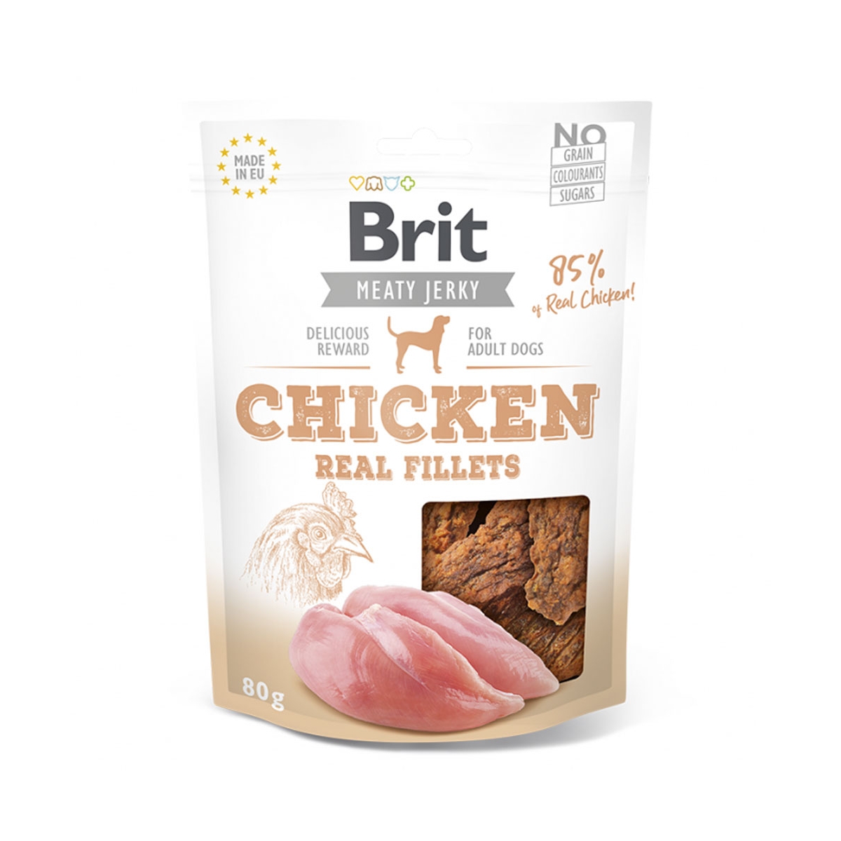 Brit Jerky Chicken Real Fillets skanėstas šunims, 80 g - 