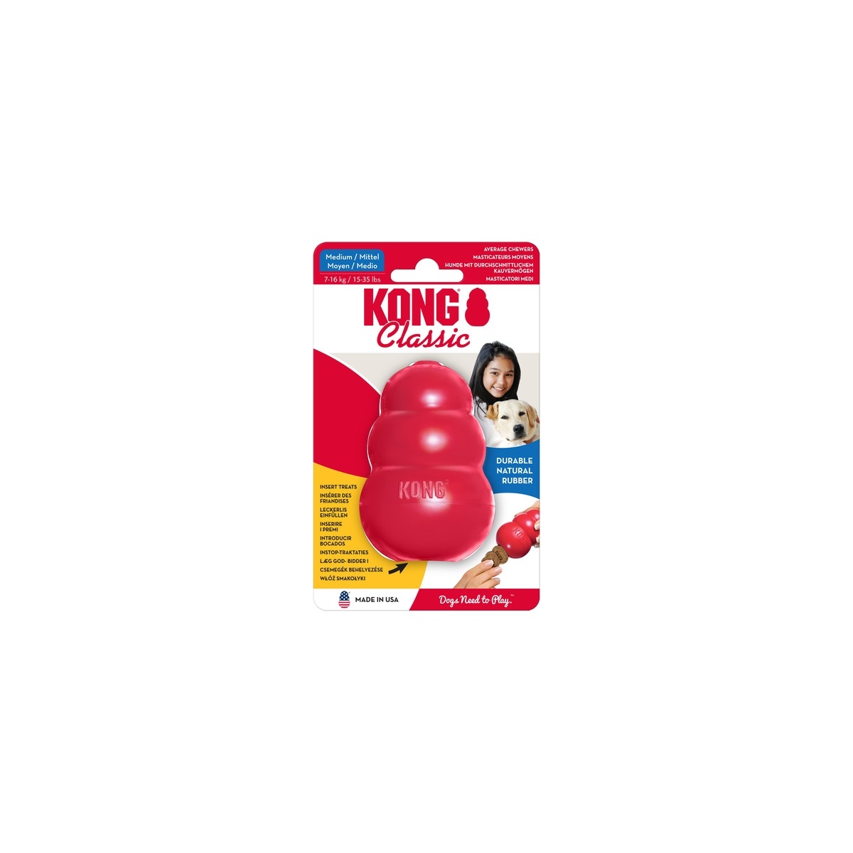 KONG Classic skanėstais užpildomas žaislas, M dydžio, 8,5cm -  1