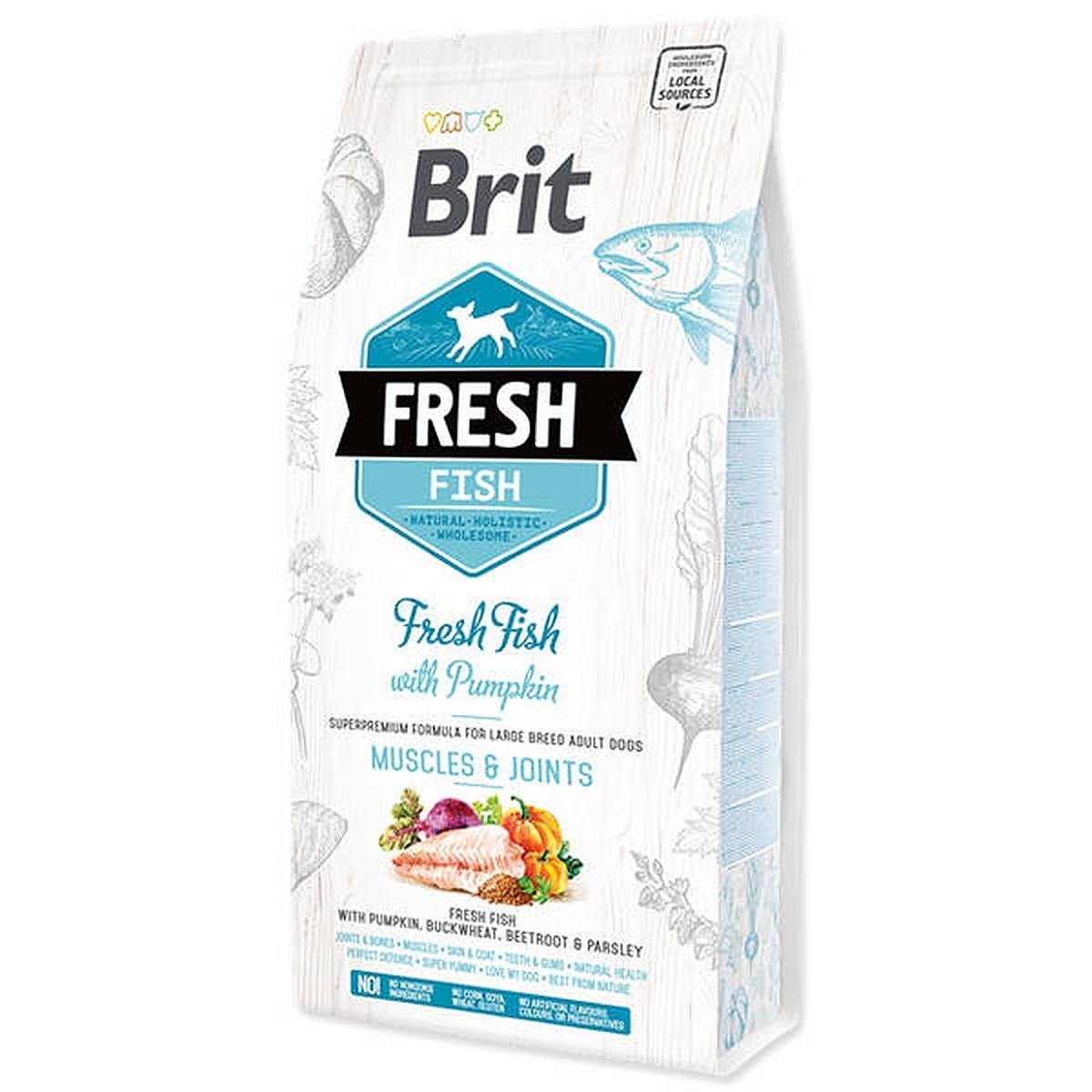 Brit Fresh sausas maistas šuniui su žuvim/moliūgu, 12kg - 