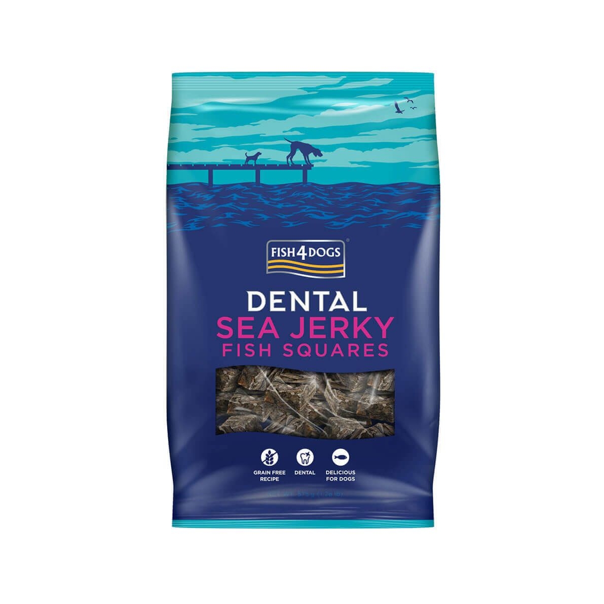 Fish4Dogs Sea Jerky Squares žuvies skanėstai šunims, 115g - 