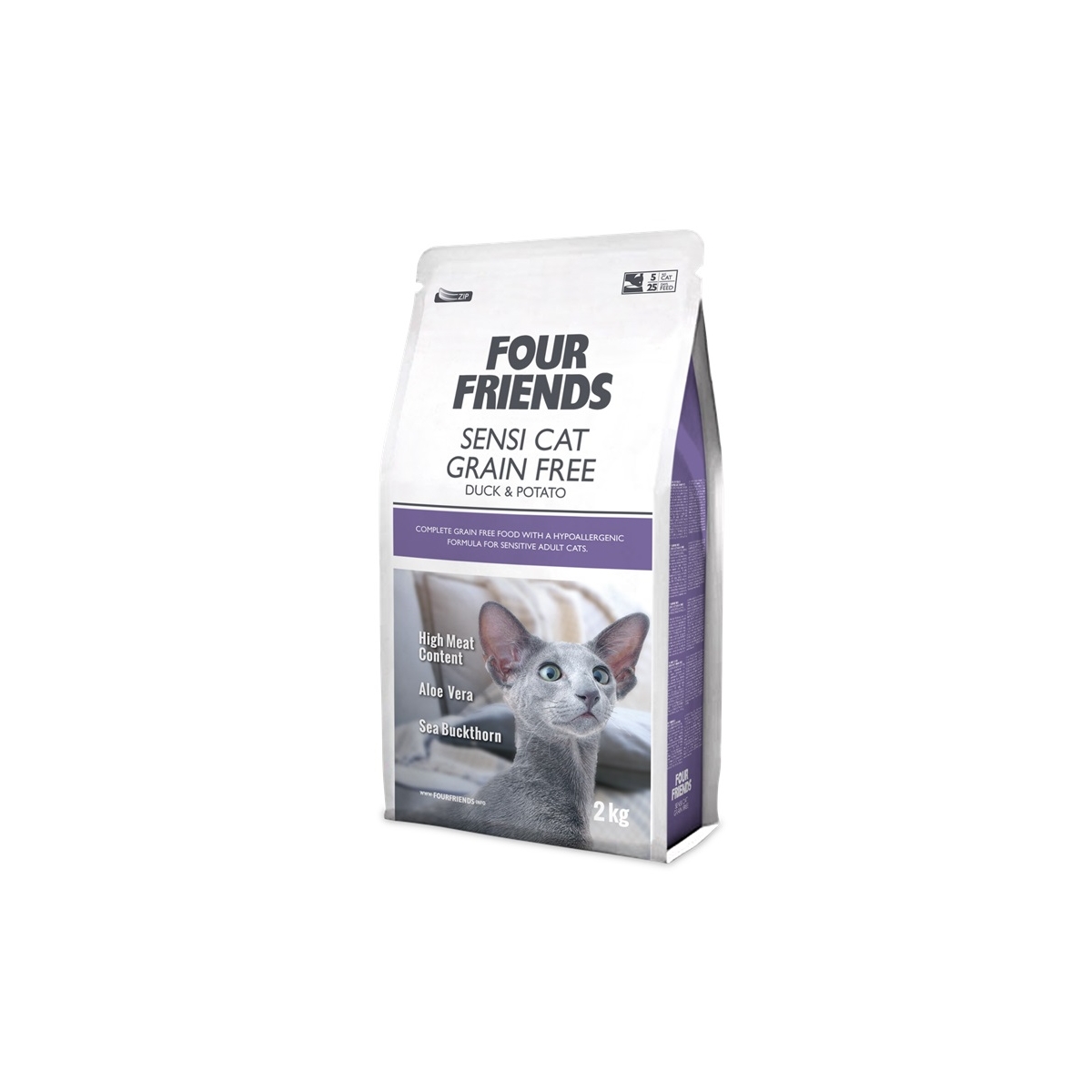 Four Friends maistas jautrioms katėms, antiena/bulvės, 300 g - 