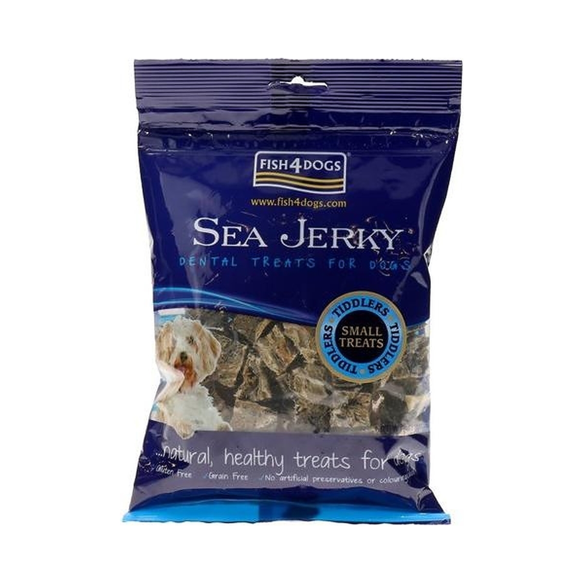 Fish4Dogs sea jerky tiddlers skanėstas šunims 100% žuvies oda 100g - 