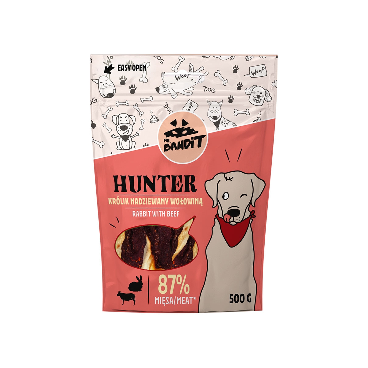 Mr. Bandit Hunter skanėstai šunims - triušio ausys su jautiena, 500 g - 