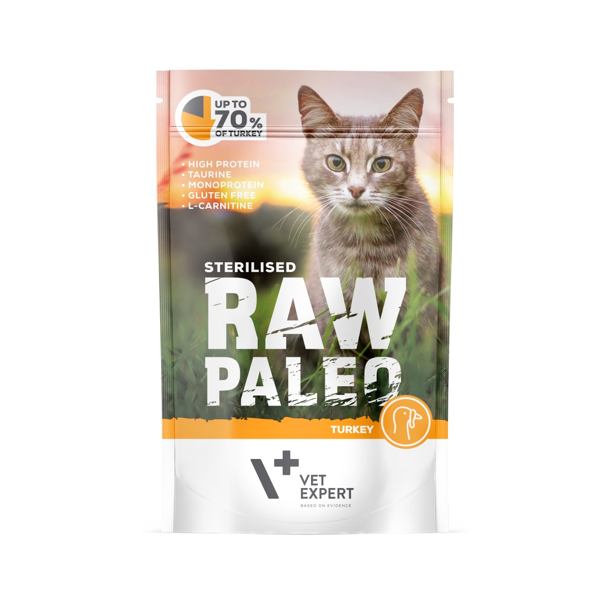 Raw Paleo Sterilised Cat Turkey guliašas 100 g - 