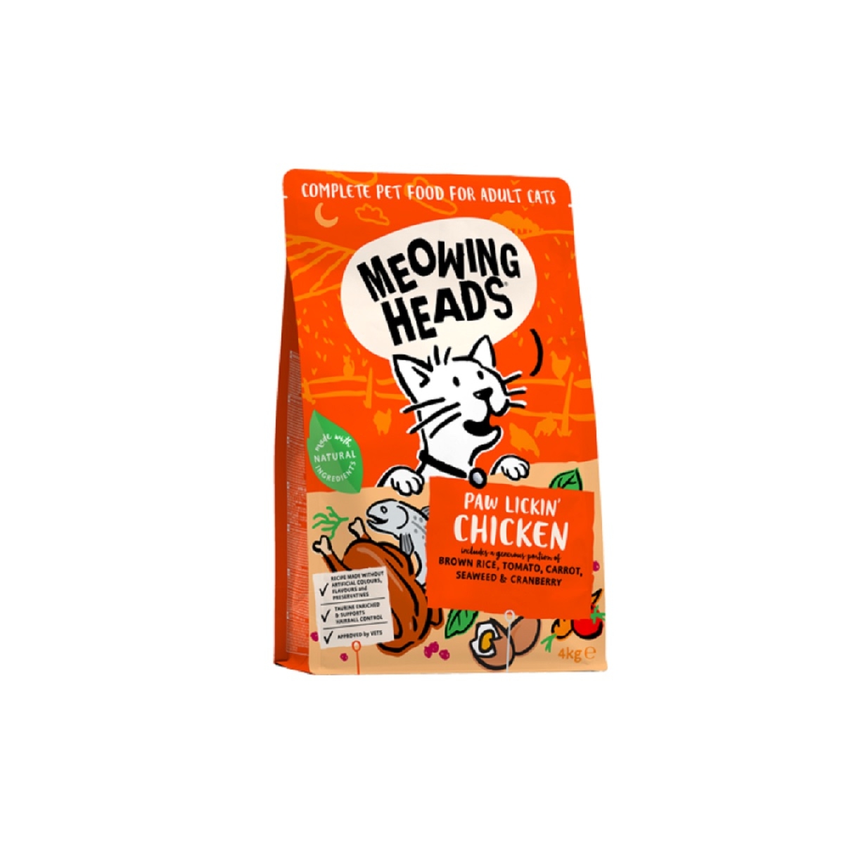 Meowing Heads Paw Lickin' Chicken sausas maistas katėms su višt. 4 kg -  1