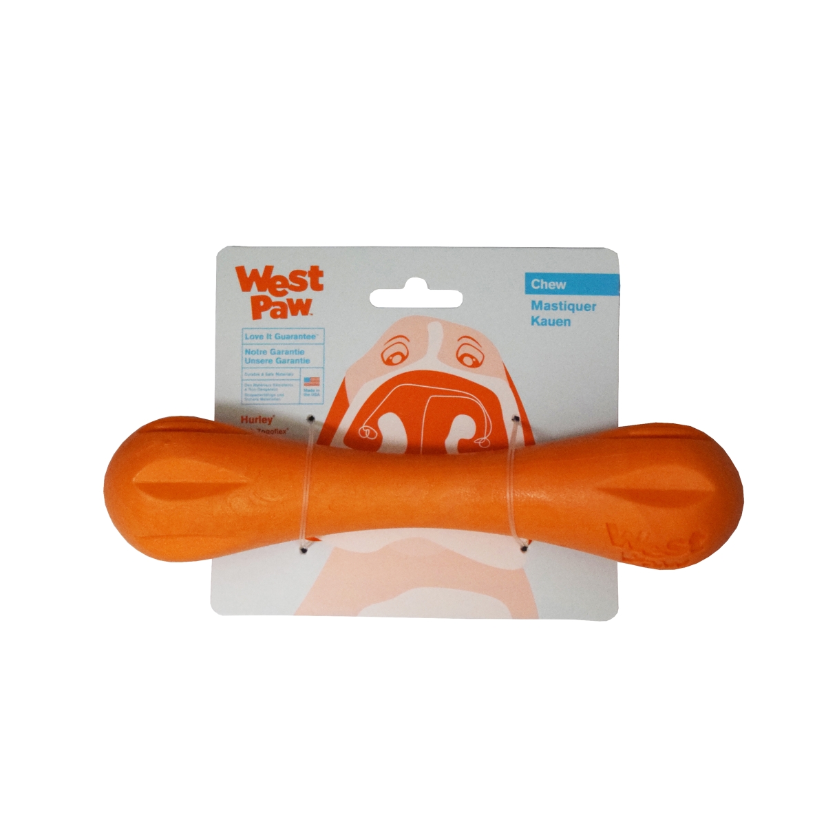 West Paw Hurley guminis žaislas šunims 21 cm, oranžinis -  1