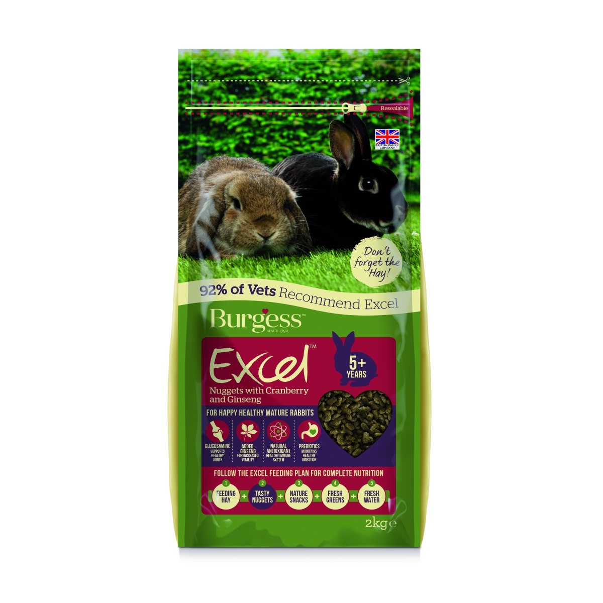 Burgess Excel maistas suaugusiems triušiams, 2 kg - 