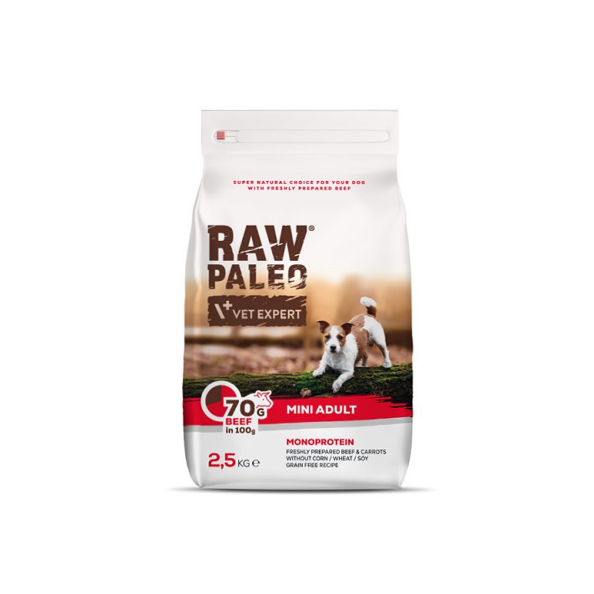 Raw Paleo Adult Mini sausas maistas šunims su jautiena, 2,5 kg - 