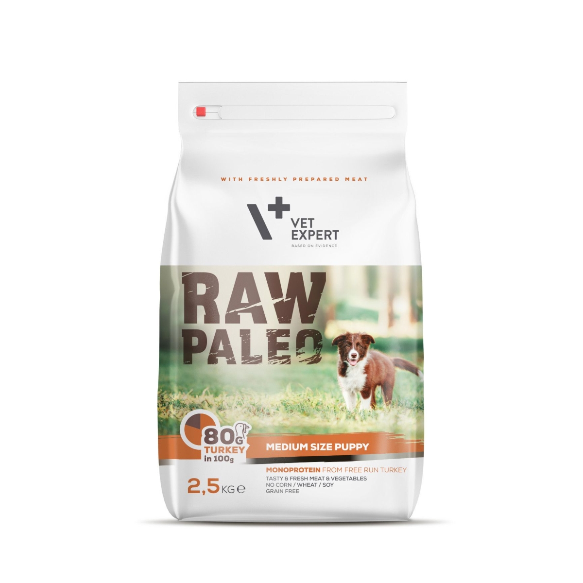 Raw Paleo Puppy Medium sausas maistas šuniukams su kalakutiena, 2,5 kg - 