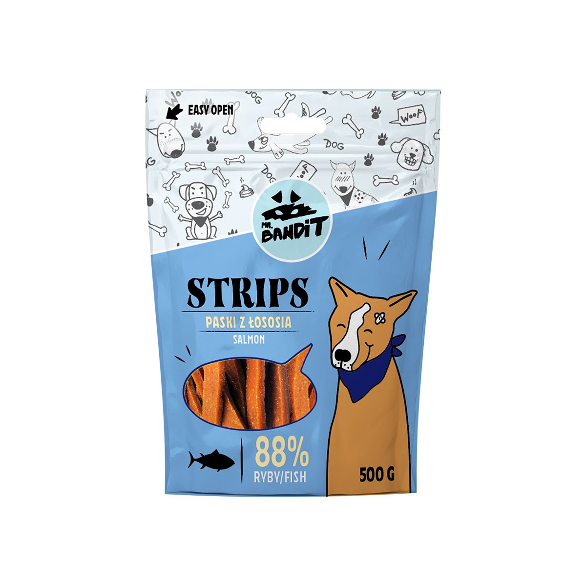 Mr. Bandit Strips lašišos juostelės šunims, 500 g - 