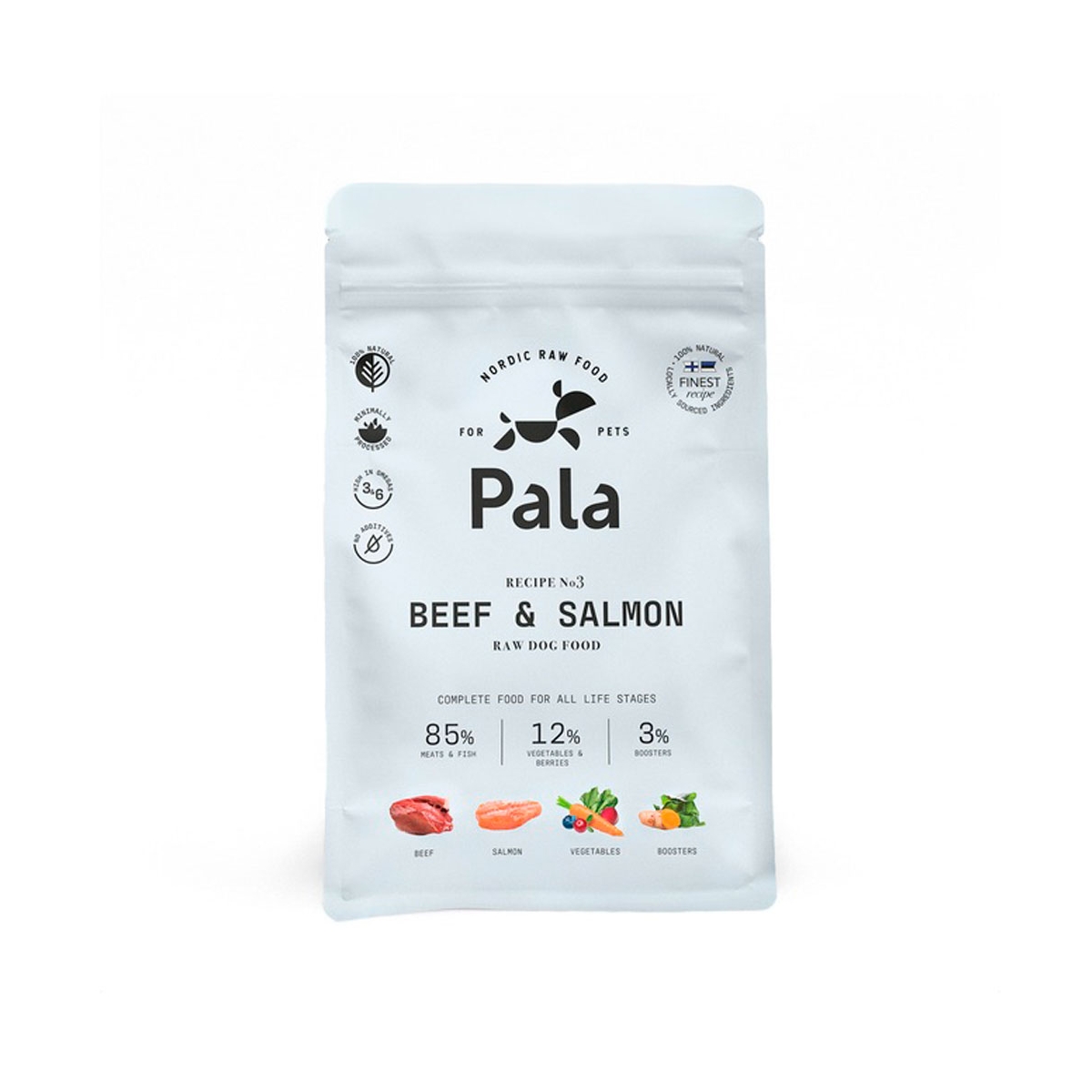 Pala Raw Food maistas šunims su jautiena ir lašiša, 1kg - 