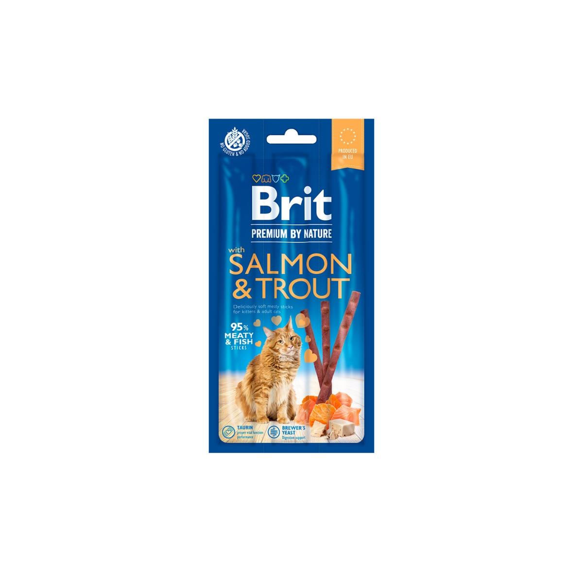 Brit Premium Sticks skanėstai katėms su lašiša ir upėtakiu, 3 vnt. - 