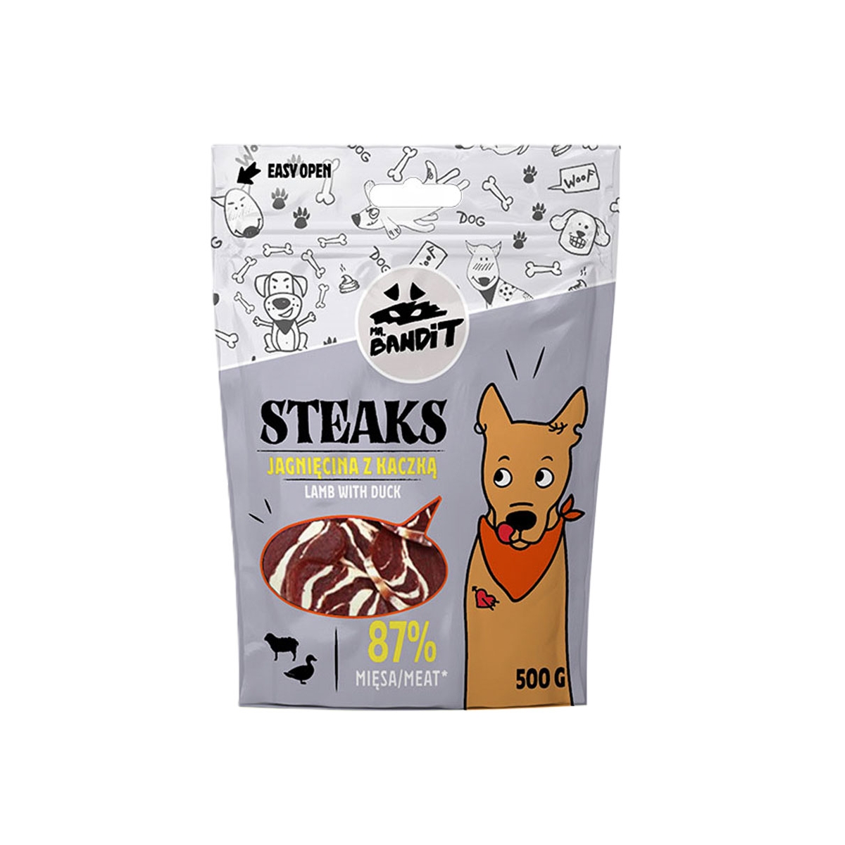 Mr. Bandit Steaks skanėstai šunims su ėriena ir antiena, 500 g - 