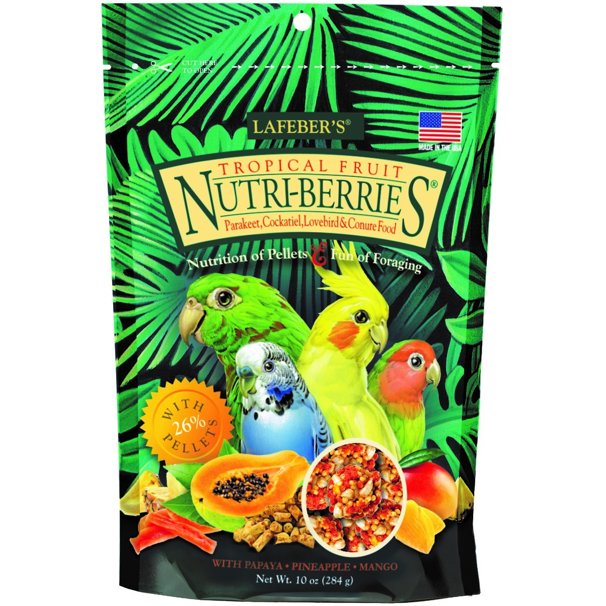 Nutri-Berries Tropical Fruit maistas maž. ir vidut. papūgoms, 284 g -  1