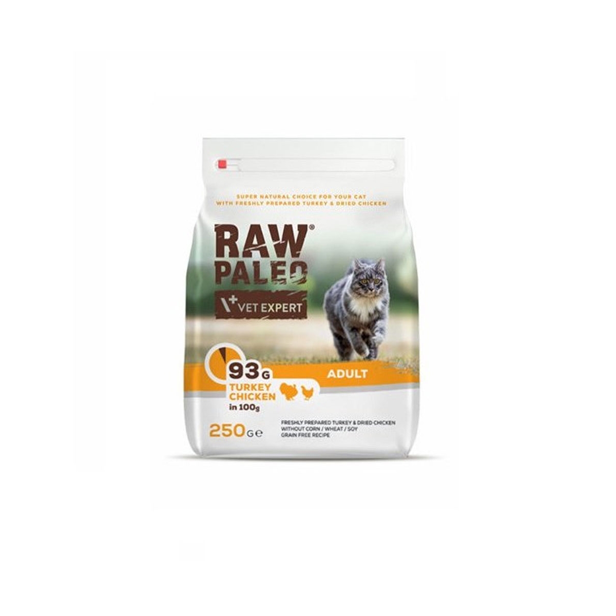 Raw Paleo Adult Cat sausas maistas katėms su kalakut./vištiena, 250 g - 