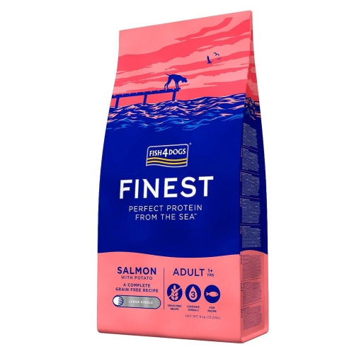 Fish4Dogs Finest Salmon sausas maistas šunims, 1,5 kg (did. granulės)