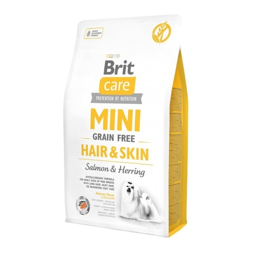 Brit Care mini hair&skin begrūdis maistas šunims 2kg 